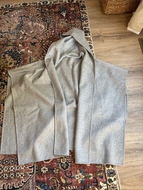 COS Light Gray Hooded Wool-Blend Wrap Cape